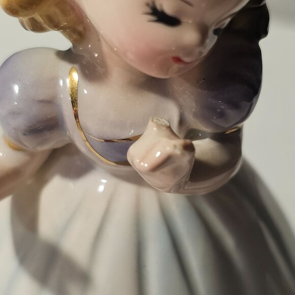 Vintage Josef Originals Tina First Love Series Girl Figurine *Chipped* Purple - Picture 2 of 9